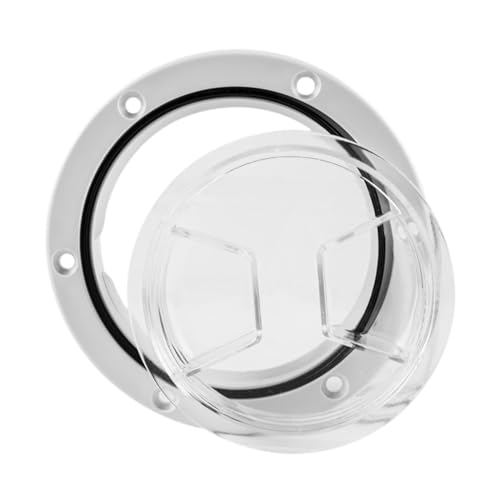 Marine Inspection Hatch 5" Leak Proof Non-Slip Surface Deck Plate for RV Boat Outdoor Facilities, White- 4�C���` �N���A�z���C�g