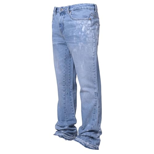 Bootcut Jeans for Men Y2K Hip Hop Streetwear Baggy Distressed Cowboy Denim Pants with Pockets Casual Trousers