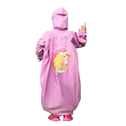 Image of ZEEL Kids Raincoat with Hood | Rain Coat for Girls | Cartoon Printed Rainwear | Barbie Print (EKG501, Purple, 3-4 Years)