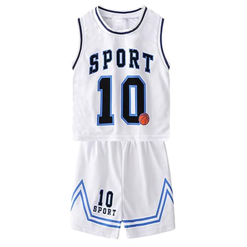 Image of Toddler Kids Sports Shorts Set Baby Boys Girls Basketball Jersey Outfit Tracksuit Tank Top Mesh Track Shorts