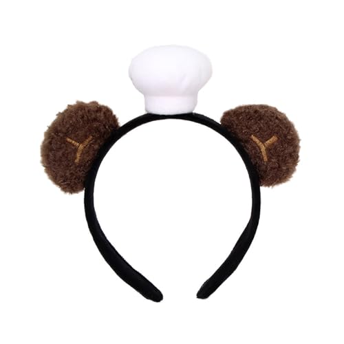 Diadema de felpa suave con orejas de oso para niños, accesorio para fiestas de disfraces, accesorios de chefs, juego de rol, diademas para niños