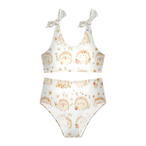 KLL Cute Watercolor Hedgehogs Girls' 2 Piece Bikini Sets Scoop Neck Swimsuit Swimwear Adjustable Shoulder Strap3