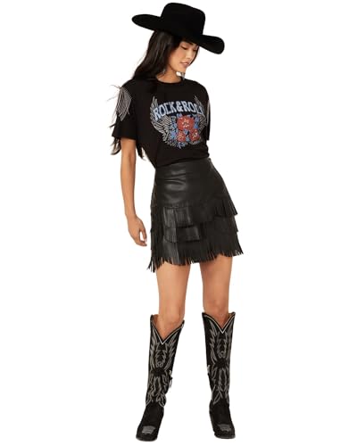 Idyllwind Women's Irene Fringe Faux Leather Skirt - IWFA23S68 X-