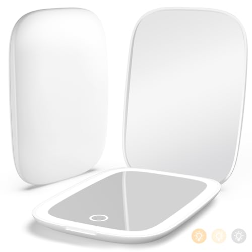 LED Travel Mirror with Lights, 1X/3X Magnification