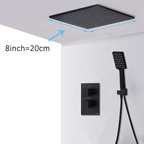 Quyanre Black ORB Thermostatic Shower Faucet Set Ceiling Mount Rainfall Brass Shower Thermostatic Mixer Tap Bathtub Shower Kit,12inch Set,8inch Set