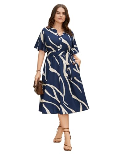 Image of JAIPURFAME One Piece Dress for Women, New American Print Rayon Midi Dress, Stylish, Modern Party Outfit, Perfect for Casual and Formal Occasions