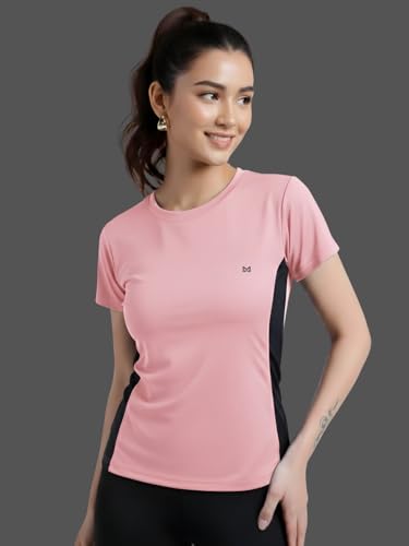 Image of White Moon Gym Tshirt for Women Workout Dry Fit t Shirt Sports Tshirt | Gym Tops for Woman | Lightweight Round Neck Breathable Half Sleeve Activewear Running Yoga Tops for Woman