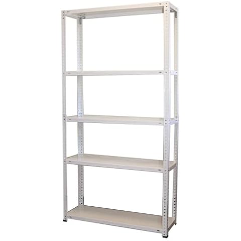 Estantería metálica Modular para Uso Particular y Profesional, Color Blanco 5 baldas Capacidad de Carga máxima 250kg Cover