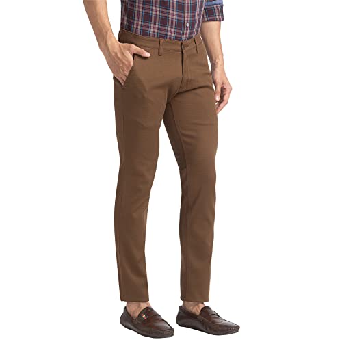 Image of Parx Men's Cotton Blend Solid Pattern Super Slim Fit Flat Front Casual Trouser