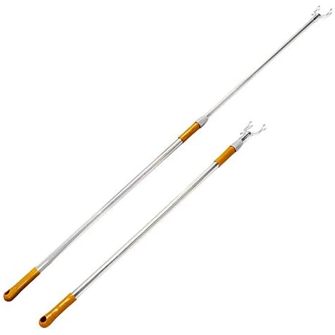 poplarbox Long Reach Closet Pole Retractable Reach Sticks 63" Telescoping Closet Pole Adjustable Closet Pole with Utility Hook (Gold) Cover