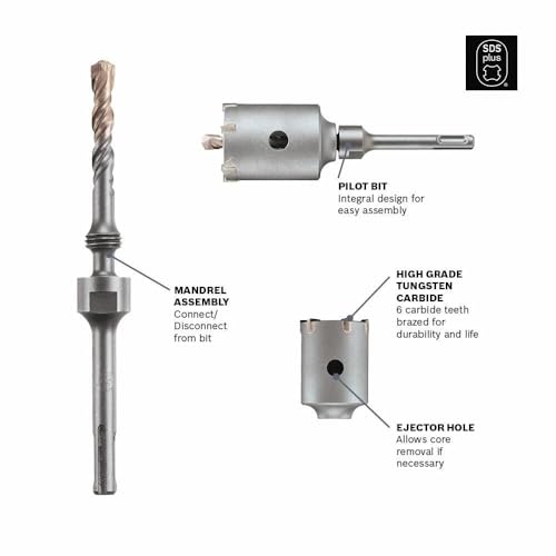 Bosch T3927SC 17 in. Extension Carbide SDS-Plus Speedcore Thin-Wall Core Bit for Removal of Masonry, Brick and Block - image 3