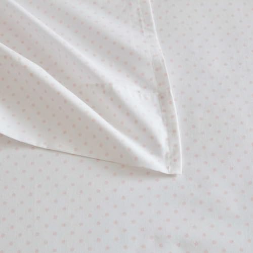 Image of Martha Stewart - Twin Size Sheets Set, Crisp & Tailored Cooling Sheets with a Naturally Smooth Cotton Percale Lightweight Feel - Bed Sheets with Matching Pillowcase & Fitted Sheet (Polka Dot Pink)