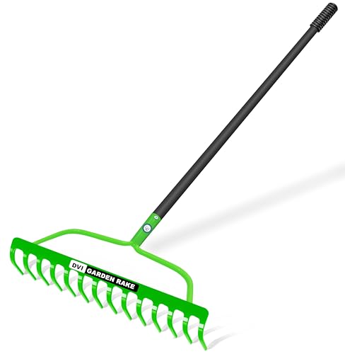 DVI Bow Garden Rake, Come with Sturdy 14 Teeth & Long Handle Rake for Quick Clean Up of Lawn and Yard, Heavy Duty Rake for Clean Garden Leaf and Garbage, Do Whatever You Want.