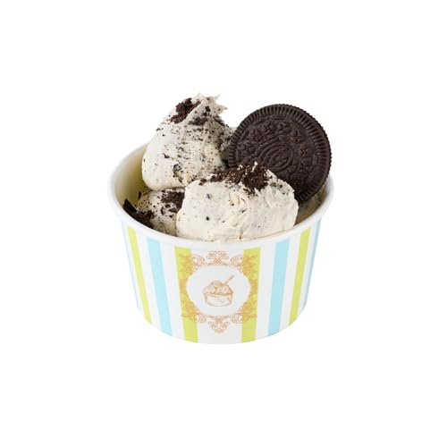 Image of Restaurantware Ice Cream Cups 50 Pack of 8 oz Leak-Resistant Disposable Dessert Bowl Frozen Yogurt Cup Round Paper Container For Cold And Hot Desserts