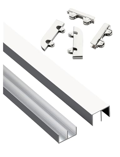 System szyn do drzwi przesuwnych, podwójna prowadnica ze stopu aluminium do szafki i przegrody biurowej (100 cm)