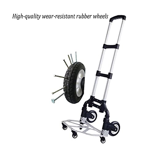 Carretilla plegable de acero portátil con ruedas de goma miniatura 6