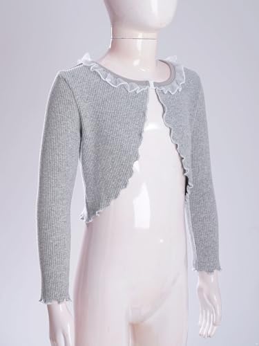 Hularka Kids Girls Knit Dance Crop Tops Ballet Wrap Shrug Sweater Long Sleeve Cardigan Ballerina Gymnastics Sweater4