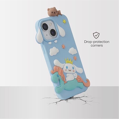 Image of amazon basics Cute 3D Unicorn Silicone Phone Case for iPhone 15 | Soft Protective Cartoon Back Cover for Girls | iPhone Back Case for iPhone 15