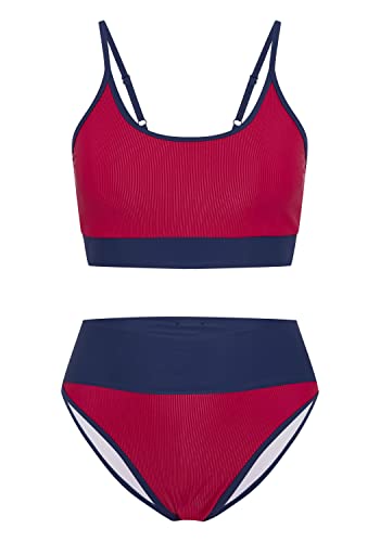 Chiemsee Bustier-Bikini-Set mit Kontrast-Struktur und Highwaist Hose
