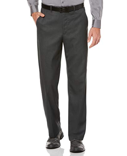Perry Ellis Men's Portfolio Classic Fit Flat Front Folio Flex Waistband Sharkskin Pant,Charcoal,38x29