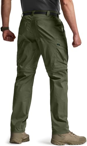 Image of CQR Men's Convertible Cargo Tactical Pants, Water Resistant Outdoor Hiking Pants, Zip Off Lightweight Stretch Work Pants