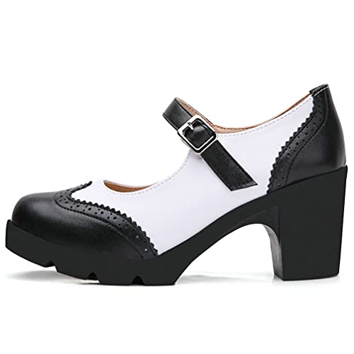 KOKOMOMO Womens Vintage Chunky Mary Janes Platform Shoes Wingtip Oxford Pumps3