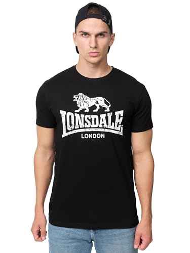 Lonsdale Camiseta para Hombre Silverhill, Blanco/Negro, L