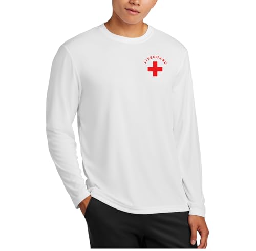 Lifeguard Staff 100% Polyester Long Sleeve T-Shirt - UPF Sun Protection Moisture Wicking - Unisex Employee Sizing