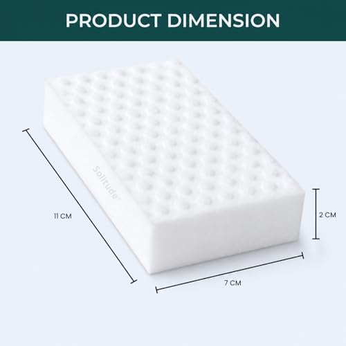 Image of Solitude Pack of 4 Magic Eraser Cleaning Sponges | Multi-Surface Melamine Foam for Kitchen, Bathroom, Walls, and Shoes