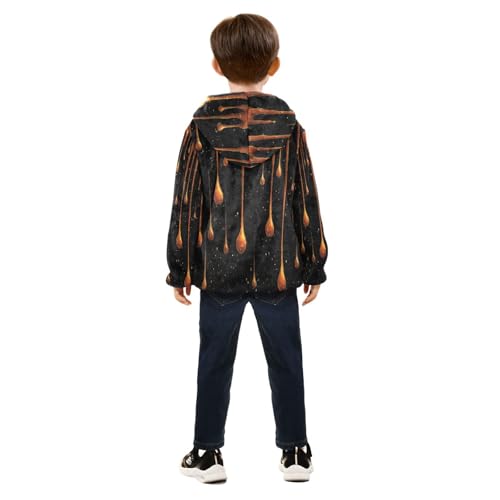 Dripping Honey on Black Toddler Fleece Jacket Girl Boys Hooded Fleece Jacket Coat Warm Outwear Zip-up 3-10T4