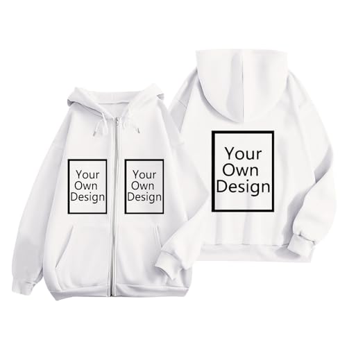 Image of Custom Jackets Design Your Own Full Zipper Hooded Sweatshirt Custom Sweatshirt T Shirts Add Your Own Text or Picture