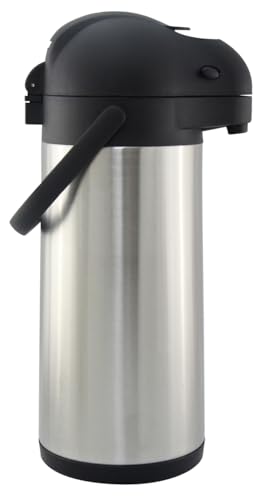 METRO Professional Airpot Pumpkanne, 3L, Edelstahl, Isolierkanne mit Zapfhahn, hält 12h heiß & 24h kalt, schwenkbarer Griff, abnehmbarer Deckel, silber 4