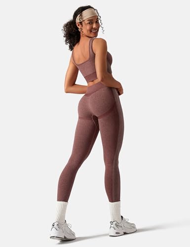Image of OLCHEE Womens Workout Sets 2 Piece Seamless Square Neck Sports Bra Padded Butt Lifting Leggings High Waist Yoga Gym Outfits