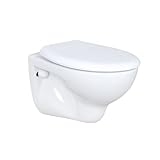 Rosenstern Wand Hänge-WC - Tiefspüler aus Sanitärkeramik, inkl. Soft-Close Deckel (Absenkautomatik), wandhängend & platzsparend, waagerechter Abgang, 35×36×50 cm, Weiß