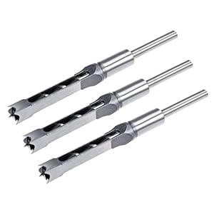sourcing map 3pcs Square Hole Drill Bit 1/2"(12.7mm) High Carbon Steel Hollow Mortiser Auger for Woodworking Carpentry Mortise Tenon Machine