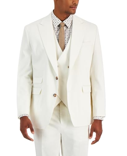 Mens Classic fit Suit Jacket Blazer 38 R White Herringbone