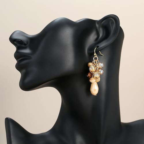 Colorful Lightweight Dainty Cluster Dangle Earrings for Women Trendy Statement Elegant Sparkly Drop Earrings Boho Fancy Teardrop Long Dangly Earrings for Women Wedding Bride Earrings Jewelry Gift3