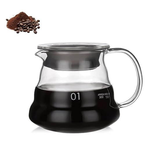 HASLED Jarra de Vidrio Borosilicato 360ml - Cafetera y Tetera Resistente al Calor - Pico Anti-Goteo, Uso Profesional y Doméstico para Café y Té HASLED Jarra de Vidrio Borosilicato 360ml - Cafetera y Tetera Resistente al Calor - Pico Anti-Goteo, Uso Profesional y Doméstico para Café y Té