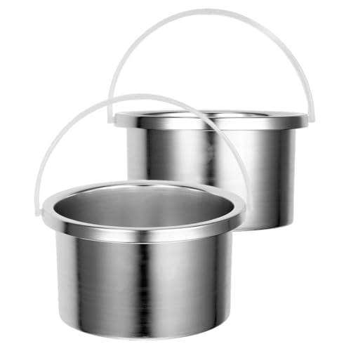JEWEDECO Recipiente de Aluminio para Derretir Cera de 500ml, 2 Piezas, Diseño Pequeño Único, Contenedor Conveniente Temperatura Ajustable para Salones de Belleza