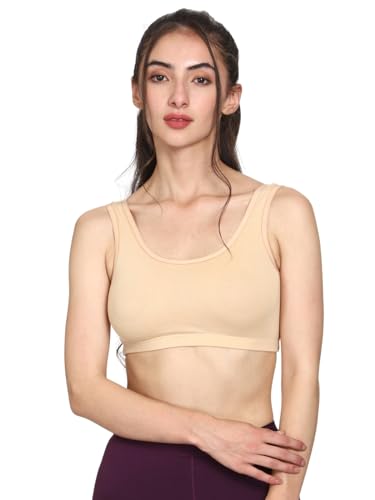 Image of Mysha Women's 100% Pure Cotton Stretchable Wireless Sports Bra - Soft, Breathable, Non-Padded & Seamless