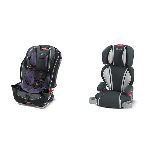 Graco Slimfit 3 in 1 Car Seat, Slim & Comfy Design Saves Space in Your Back Seat, Annabelle, 1 Count (Pack of 1) & TurboBooster Highback Booster Seat, Glacier