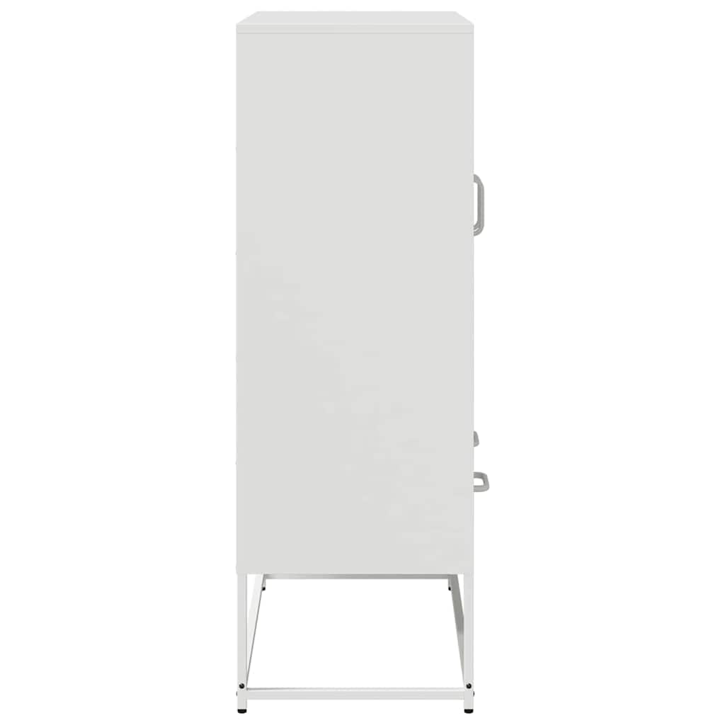 Credenza Bianca 68x39x111,5 cm Acciaio con 4 Scomparti