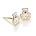 Boucles d'Oreilles Ours Polaires en Or Jaune 9 Carats et Email - Fermoir Andralok