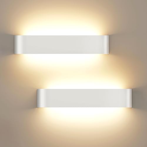 OOWOLF Apliques Pared interior LED 16W Conjunto de 2 pieza 40CM - Lámpara de Pared Luz Ajustable 3 Colores (3000K/4500K/6000K) para Salón, Dormitorio, Pasillo y Escalera