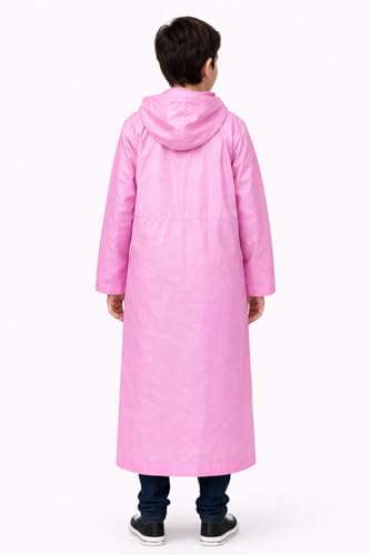Image of Nephar Boys & Girls Waterproof Hooded Raincoat | Long Rain Protection Jacket | Lightweight Windproof Monsoon Wear | Kids Outdoor Rain Coat