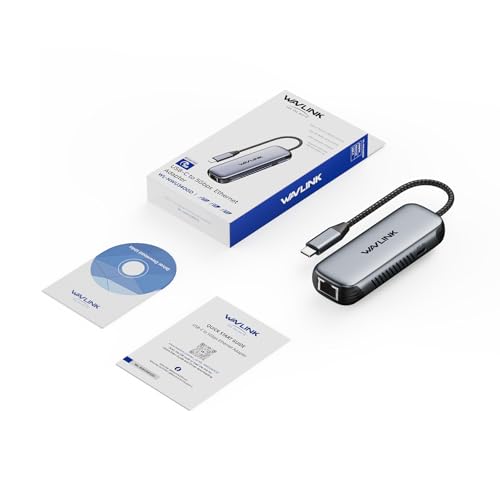 WAVLINK USB C to 5G Ethernet Adapter mit 95W PD, USB C Adapter mit 5000 Mbit/s, Ethernet Netzwerkadapter für Laptops, Computers, Kompatibel mit Windows 10/11, Mac OS 11 oder höher, Linux und mehr