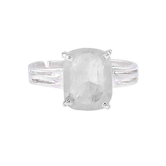 Image of 6.00 Ratti 5.00 Crt AA++ Quality Certified Adjaistaible Silver Ring Unheated Untreated Natural White Sapphire Pukhraj Loose Gemstone
