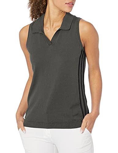 Adidas golf women's sweater knit sleeveless polo, legend earth, l…