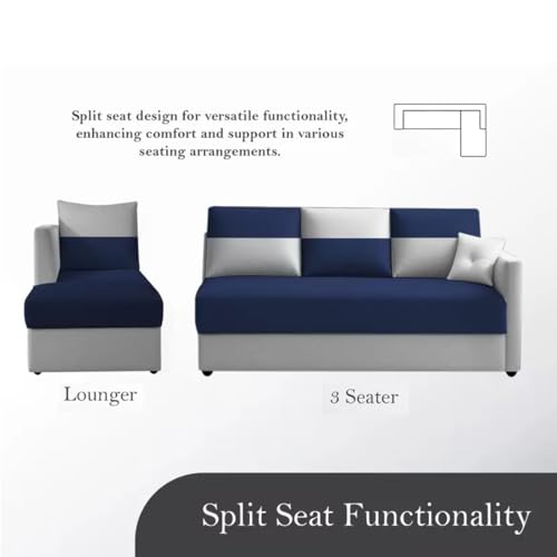 Image of FURNY Arno 5 Seater Fabric LHS L Shape Sofa Set (Light Grey-Blue)