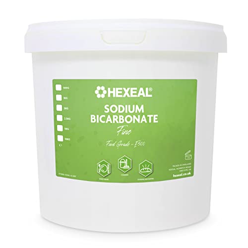 Hexeal Sodium Bicarbonate 5kg 5kg Bucket of Food Grade Baking Soda for Cooking Baking Home Cleaning & Bath Bombs Fine Powder Deodorises & Removes Grime FCC E500